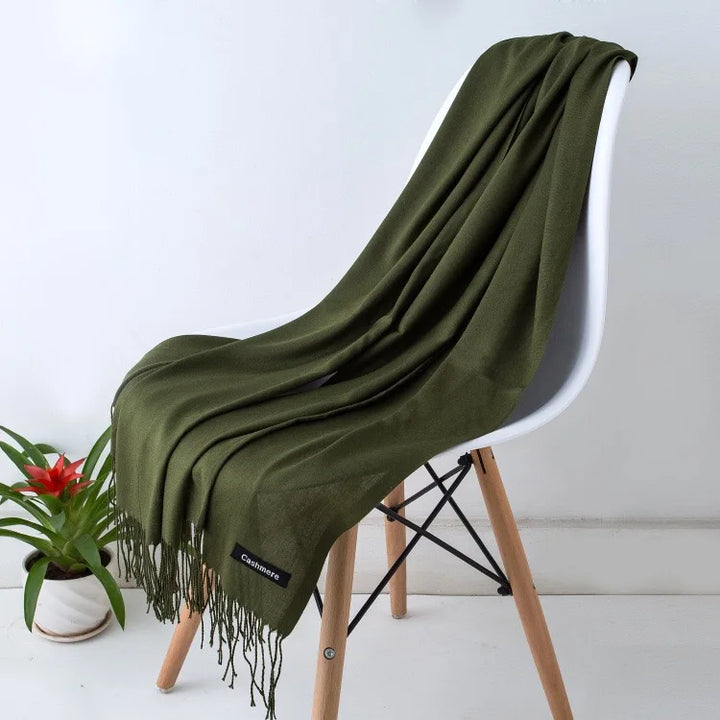 Cashmere Scarf For Women With Long Fringe, Warm Winter Wrap