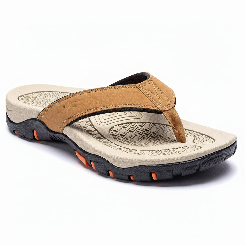 Men's Athletic Flip Flops With Arch Shape Insole And Grippy Sole