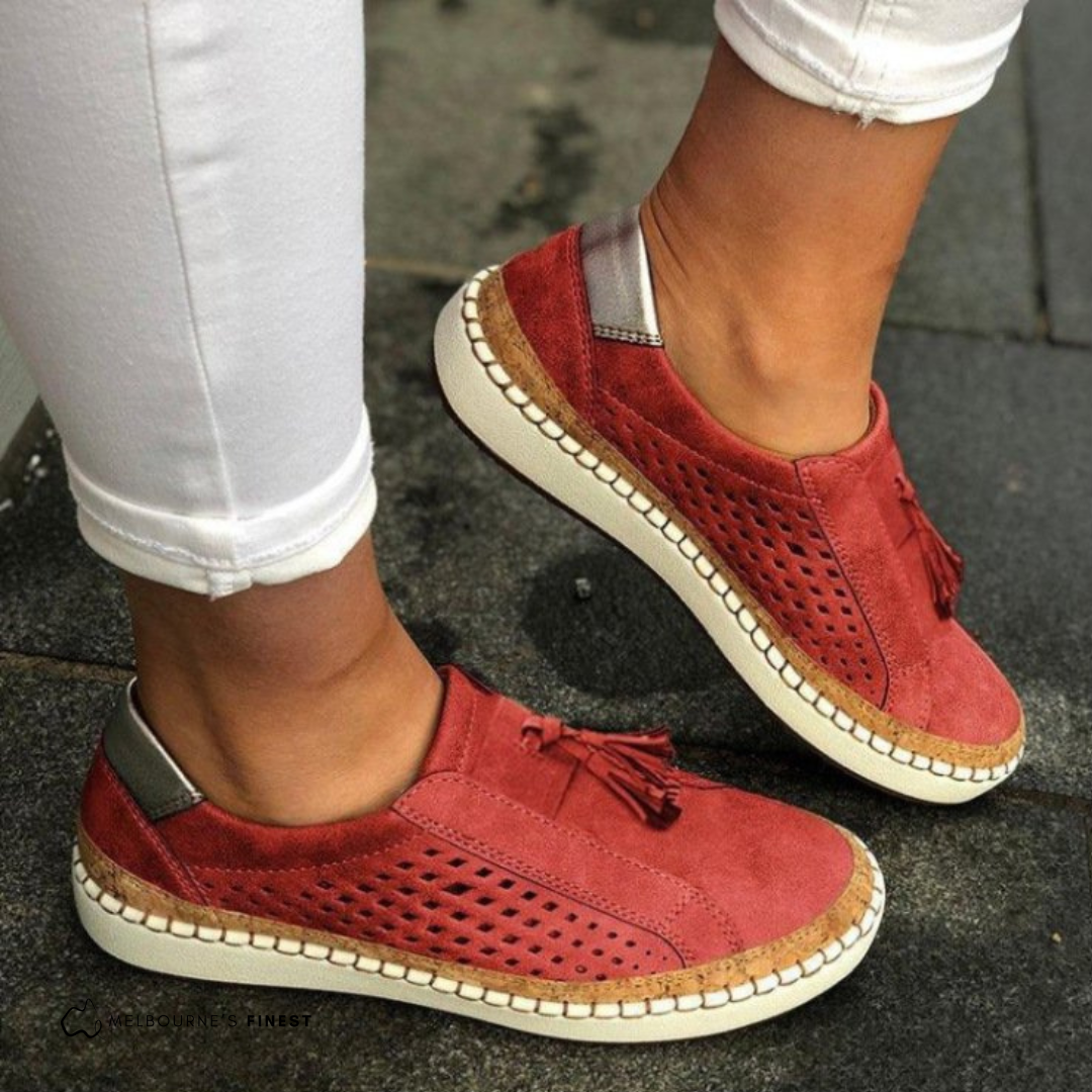 Slip On Shoes with Arch Support and Perforated Airflow Upper, Anti Slip Sole