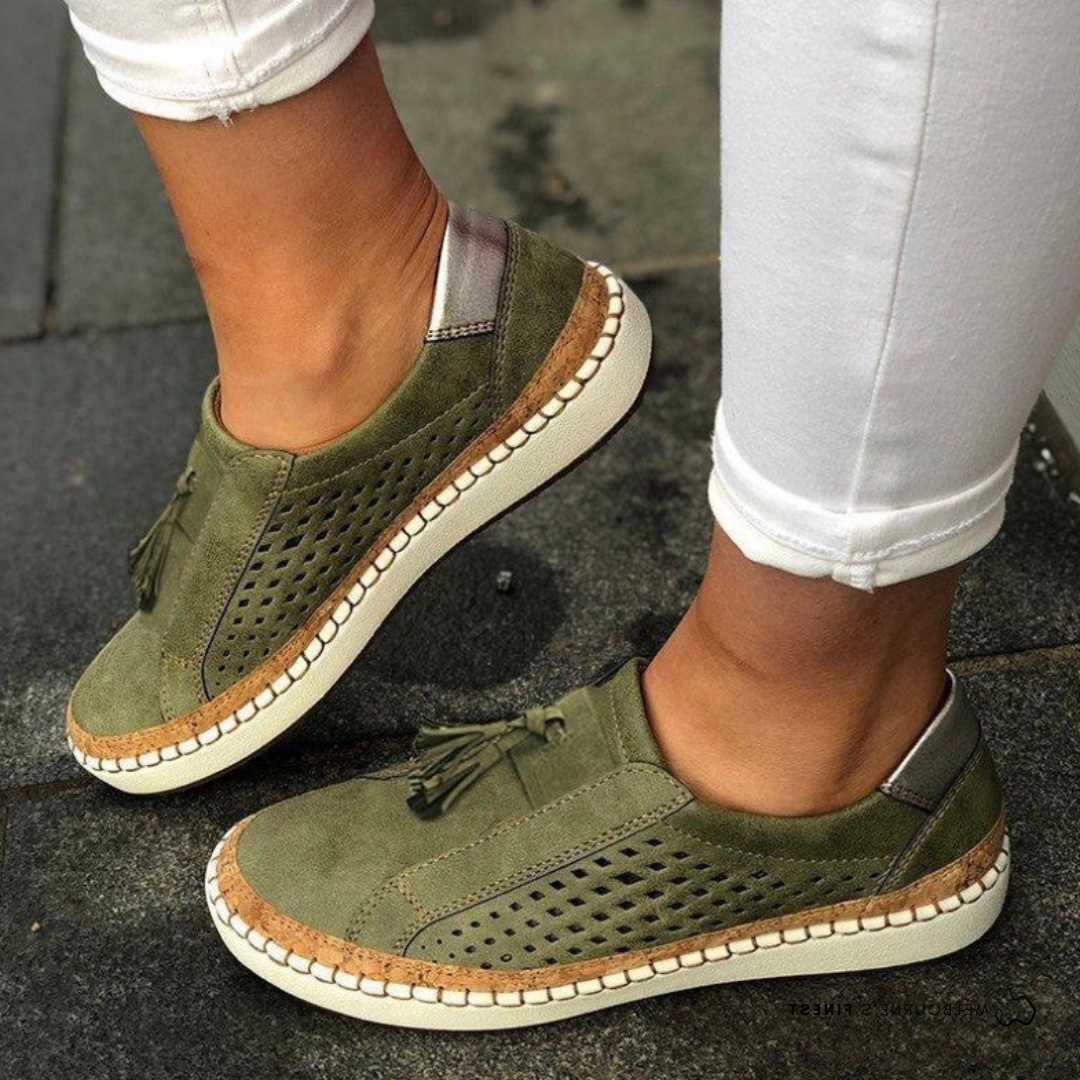 Slip On Shoes with Arch Support and Perforated Airflow Upper, Anti Slip Sole
