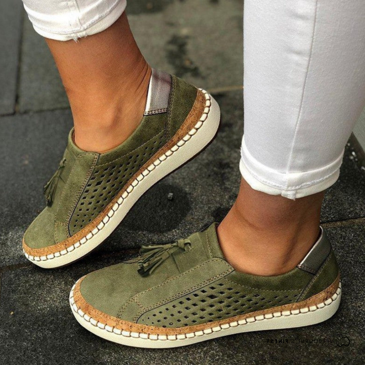 Slip On Shoes with Arch Support and Perforated Airflow Upper, Anti Slip Sole