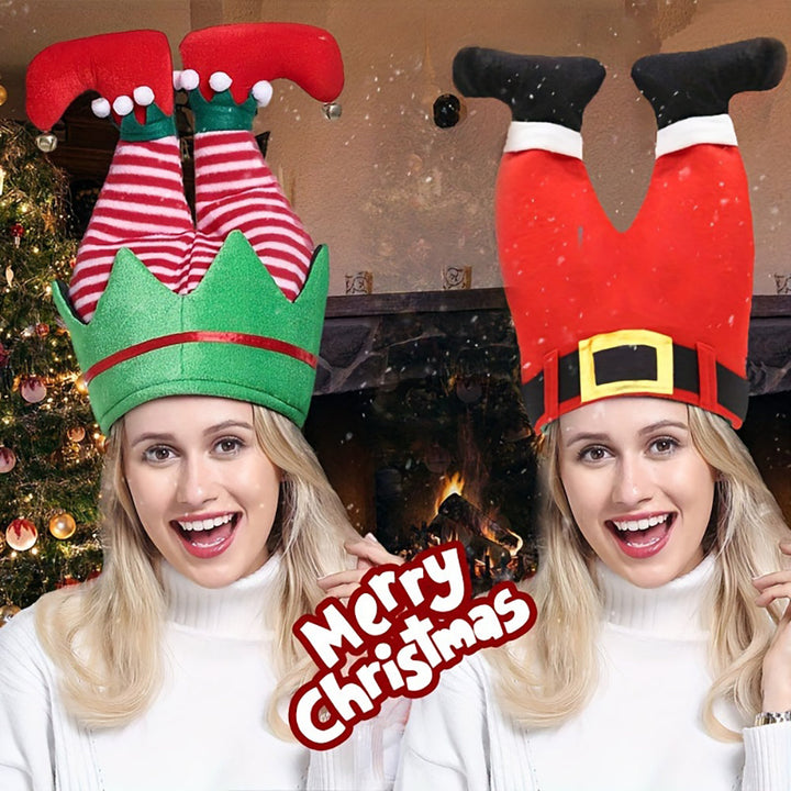Christmas Elf Pants Beanie Funny Red Holiday Party Costume Hat