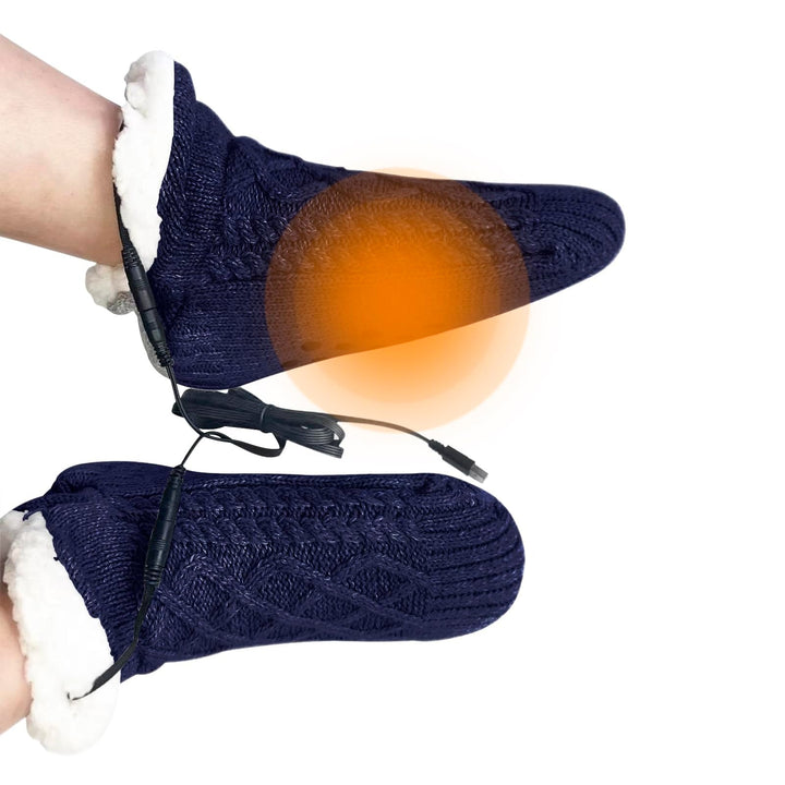 Electric Heated Socks Fleece-Lined Thermal Slipper-Style With No-Slip Gel Grips Unisex