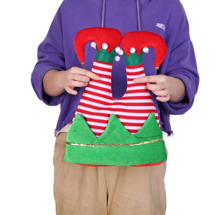 Christmas Elf Pants Beanie Funny Red Holiday Party Costume Hat
