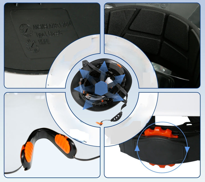 Full Brim Hard Hat With Built-In Eye Shield And Earmuffs