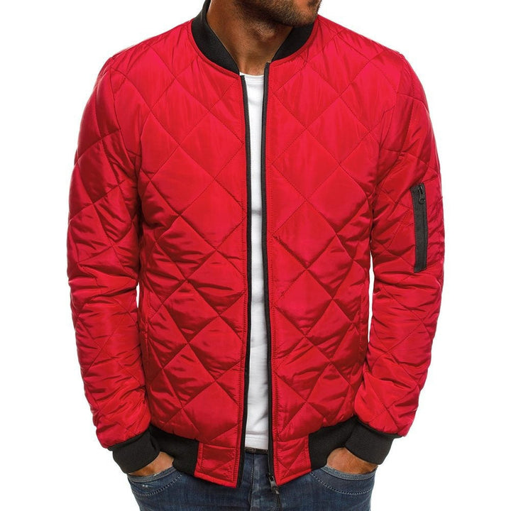Bomber Jacket Quilted With Diamond Stitch Pattern For Casual Layering