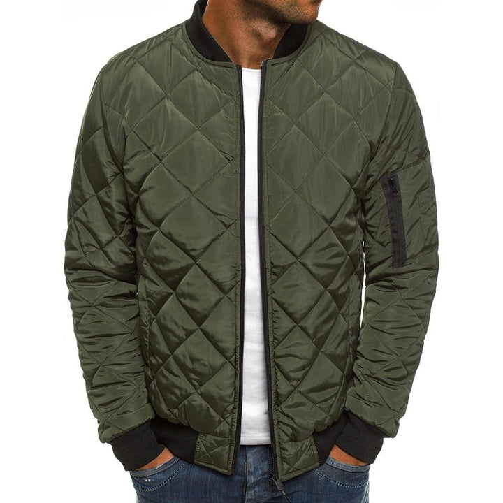 Bomber Jacket Quilted With Diamond Stitch Pattern For Casual Layering