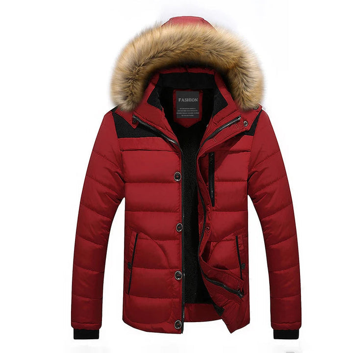 Quilted Puffer Coat With Faux Fur Trim Hood For Winter