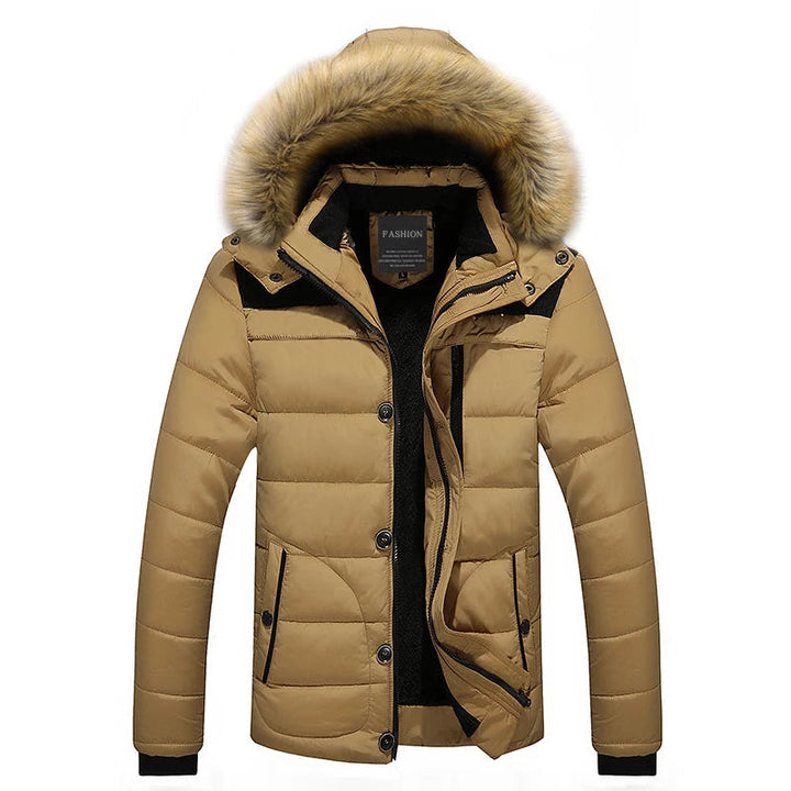 Quilted Puffer Coat With Faux Fur Trim Hood For Winter