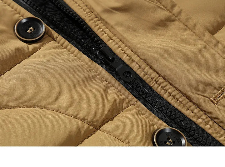 Quilted Puffer Coat With Faux Fur Trim Hood For Winter