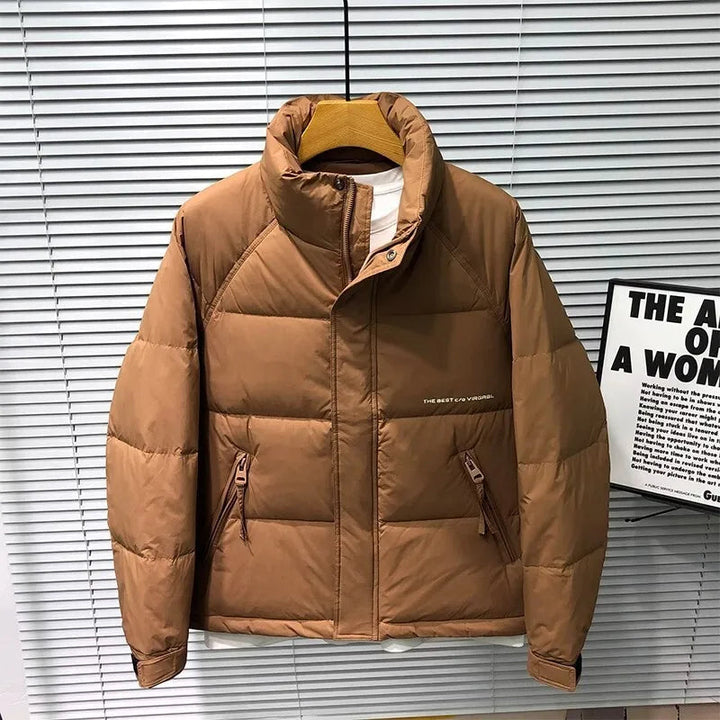 Down Jacket Quilted Puffer Coat With High Collar For Winter