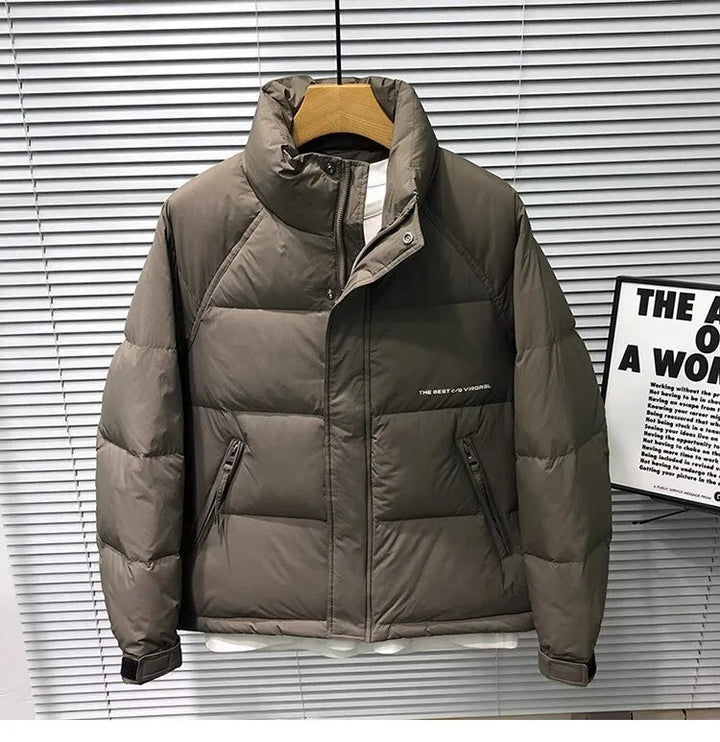Down Jacket Quilted Puffer Coat With High Collar For Winter