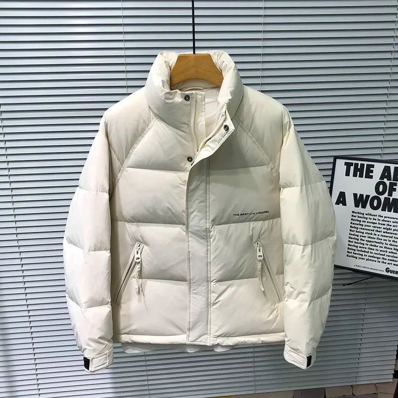Down Jacket Quilted Puffer Coat With High Collar For Winter