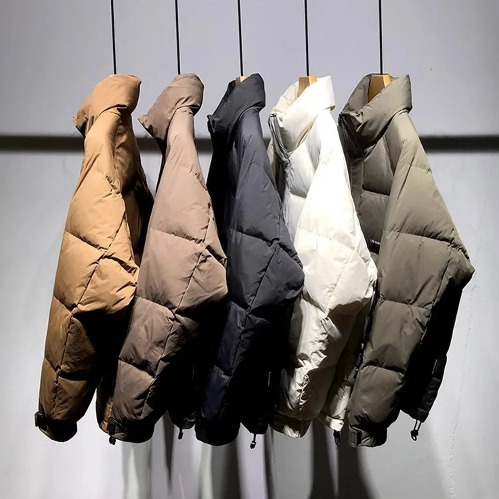 Down Jacket Quilted Puffer Coat With High Collar For Winter