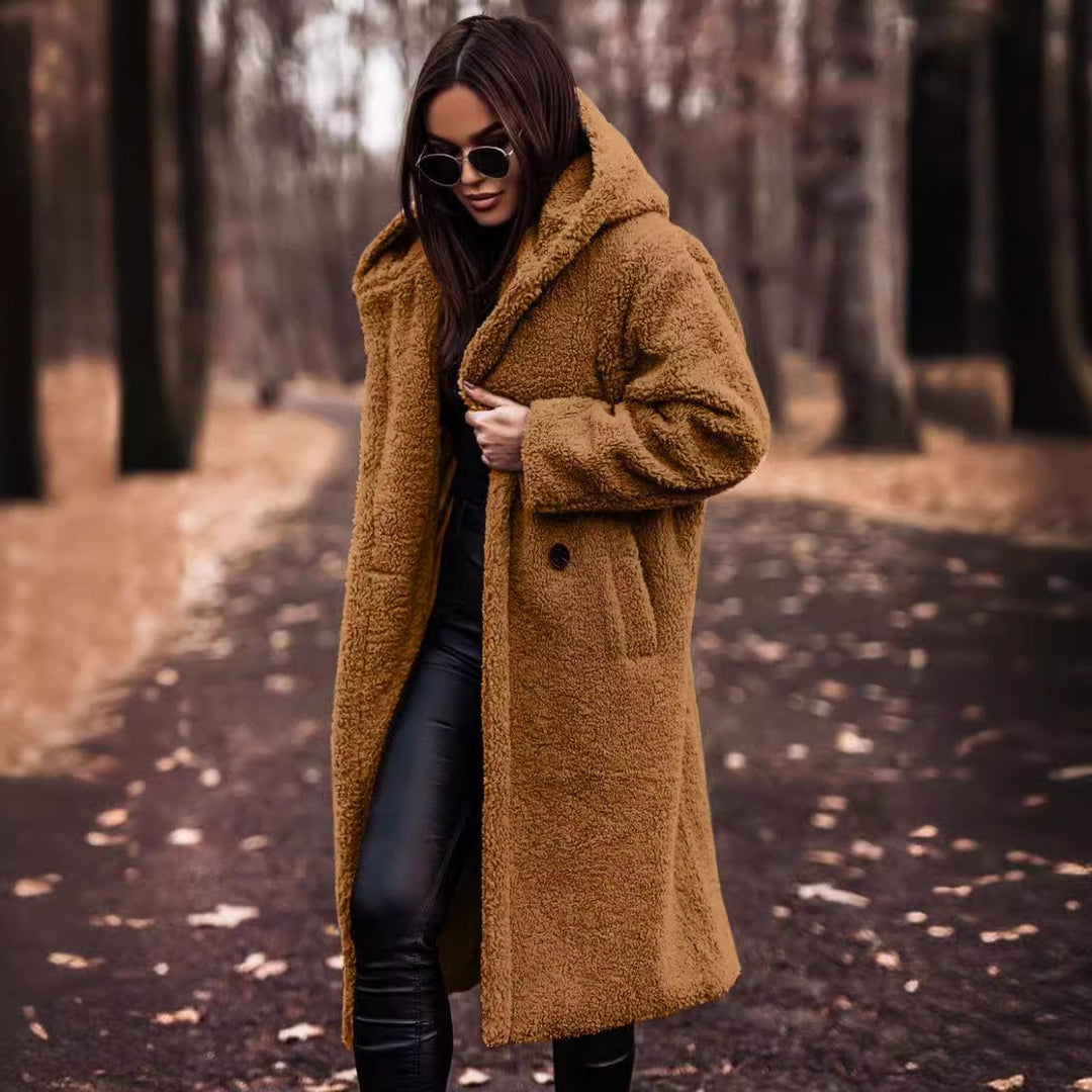 Wool Winter Coat Full Length Hooded Elegant Tailored Design