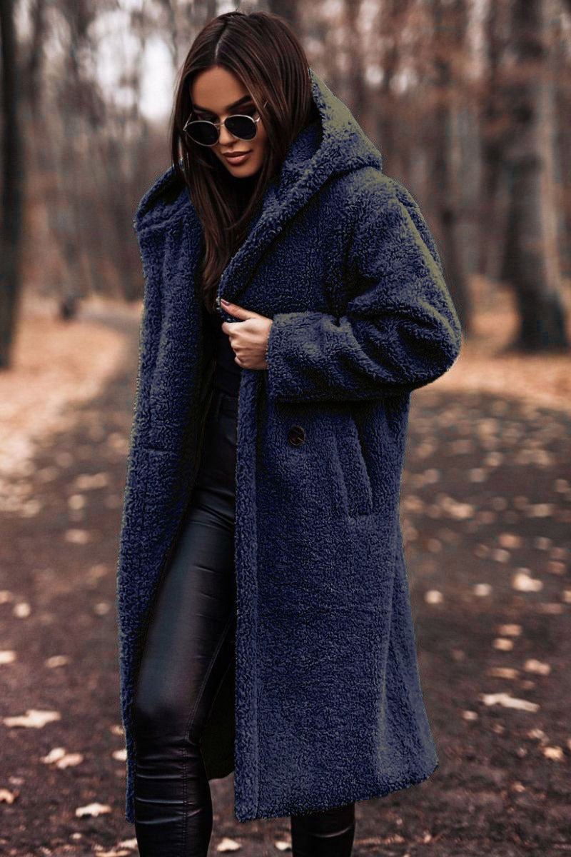 Wool Winter Coat Full Length Hooded Elegant Tailored Design