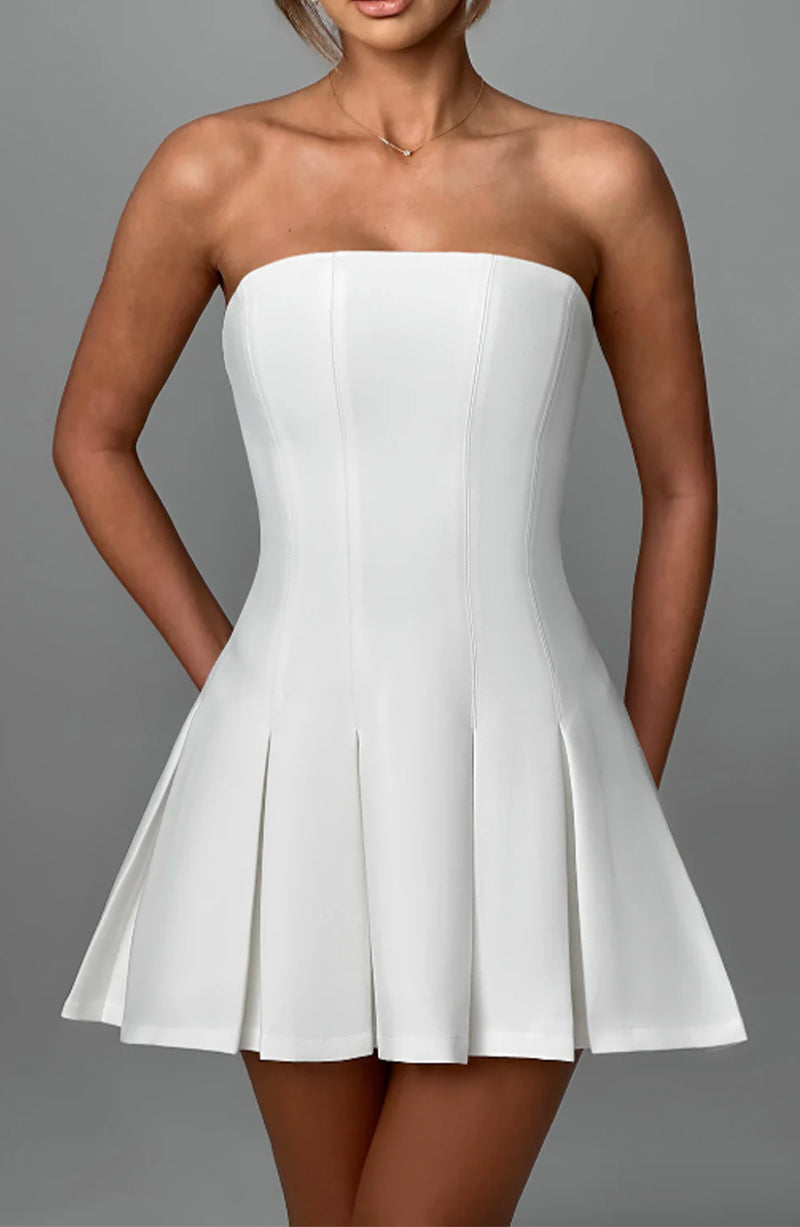 ANNA MINI DRESS - FROSTED WHITE