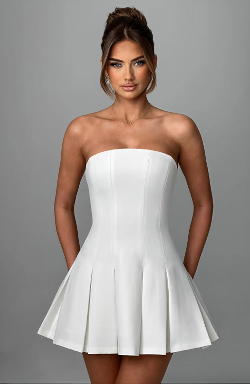 ANNA MINI DRESS - FROSTED WHITE