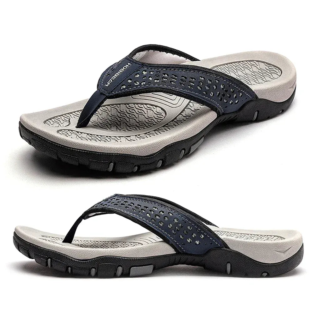 Men's Athletic Flip Flops With Arch Shape Insole And Grippy Sole