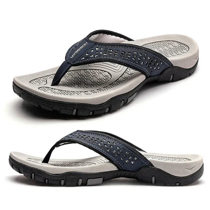 Men's Athletic Flip Flops With Arch Shape Insole And Grippy Sole