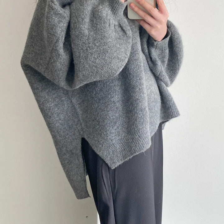 Oversized Pullover For Women Knit O-Neck Cozy Office Casual Sweater