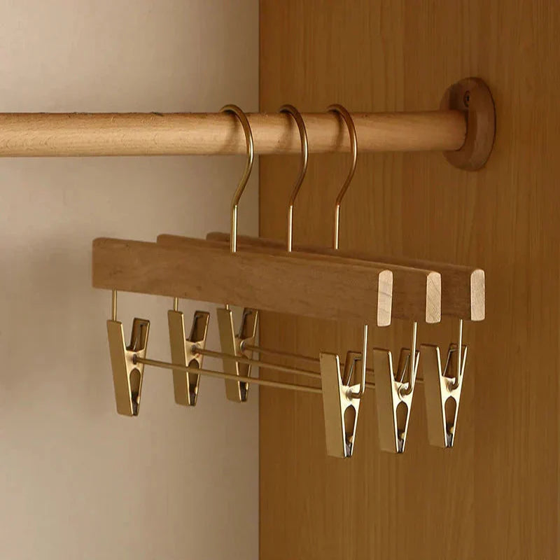 Wooden Hangers with Flocked Rod and 1.3 Inch Shoulders, Set of 2