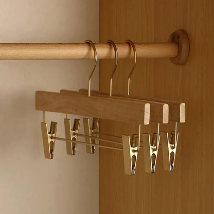 Wooden Hangers with Flocked Rod and 1.3 Inch Shoulders, Set of 2