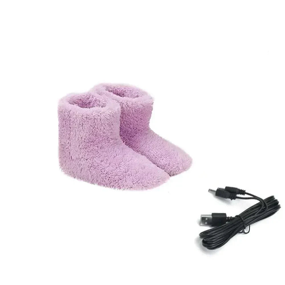Heated Slippers With Plush Soft Lining And Adjustable Heat Levels