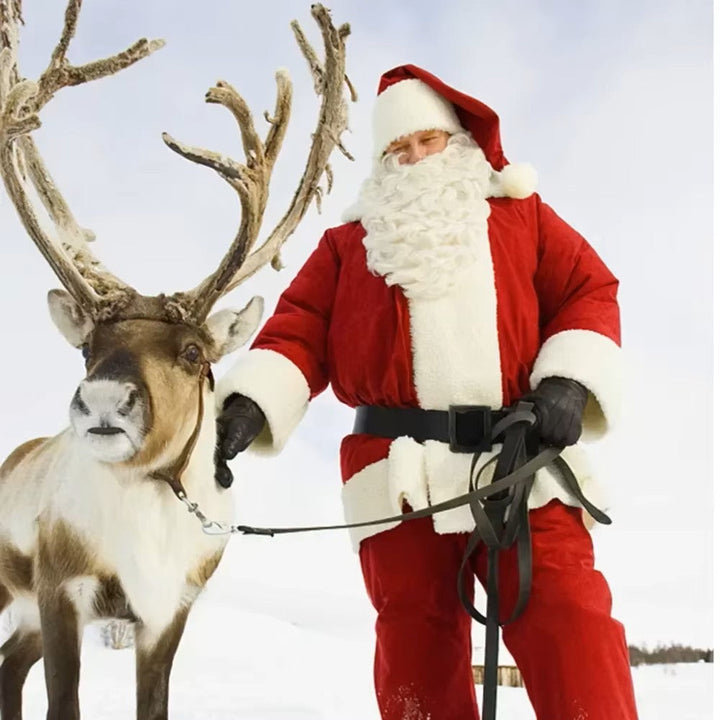 Santa Claus Costume For Adults Red Velvet Jacket Pants Hat Set