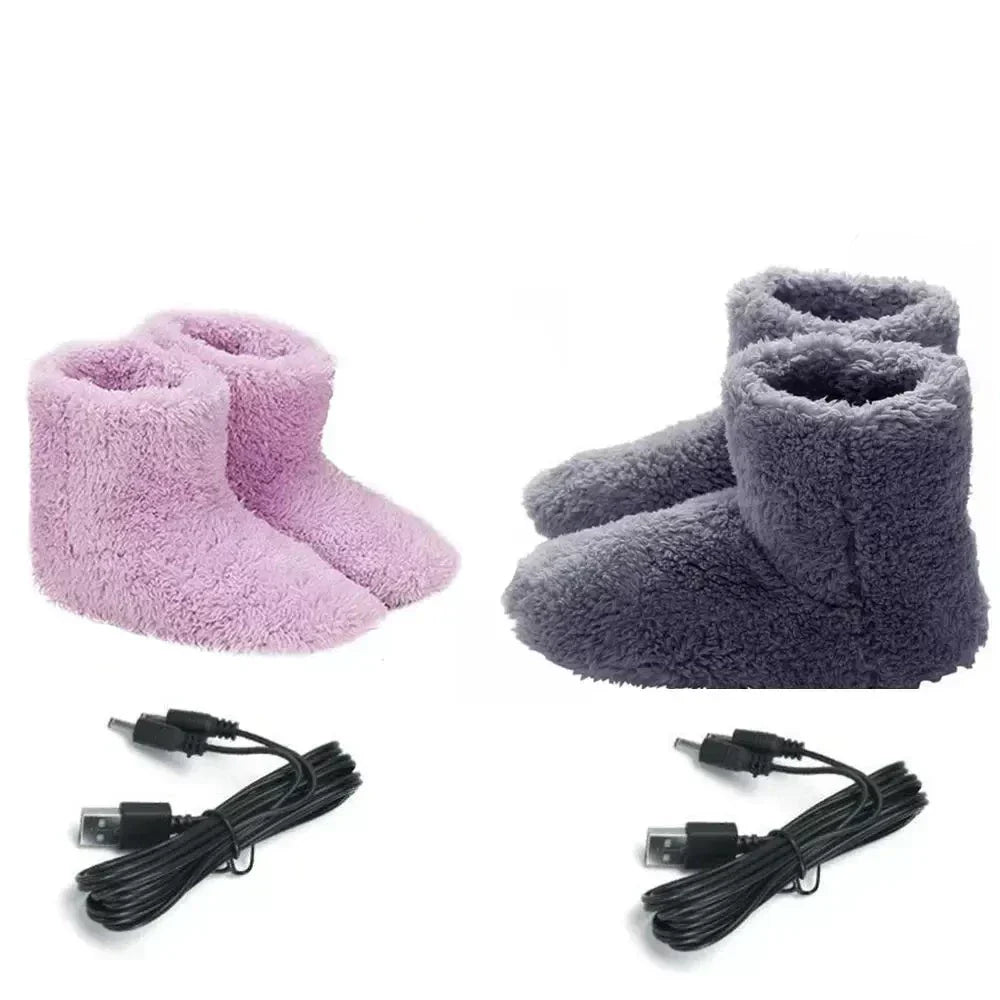 Heated Slippers With Plush Soft Lining And Adjustable Heat Levels