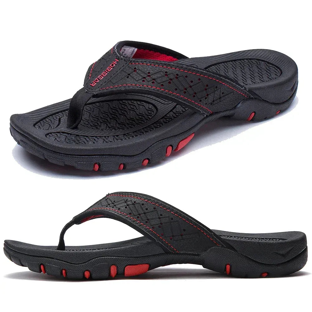 Men's Athletic Flip Flops With Arch Shape Insole And Grippy Sole