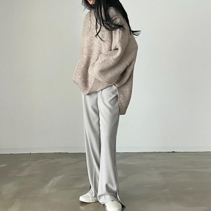 Oversized Pullover For Women Knit O-Neck Cozy Office Casual Sweater