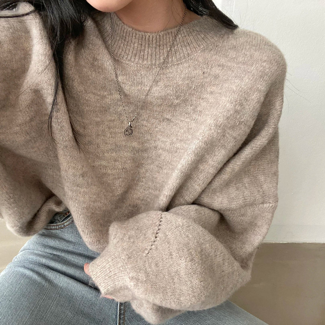 Oversized Pullover For Women Knit O-Neck Cozy Office Casual Sweater