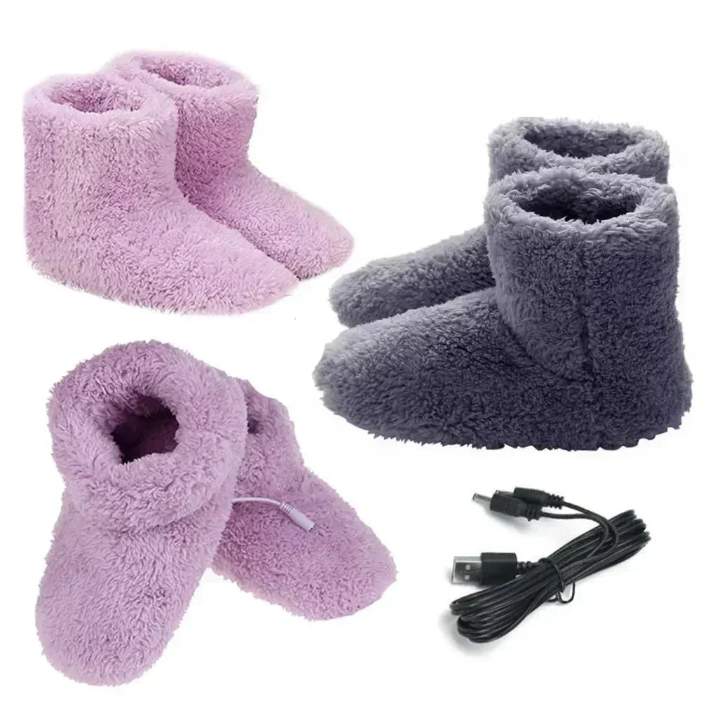 Heated Slippers With Plush Soft Lining And Adjustable Heat Levels