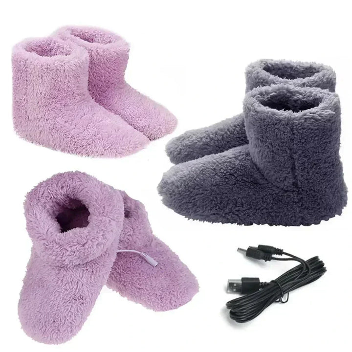 Heated Slippers With Plush Soft Lining And Adjustable Heat Levels