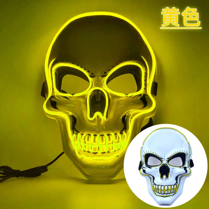 LED Skull Mask Full Face Glowing Terror Halloween Masquerade Costume Breathable