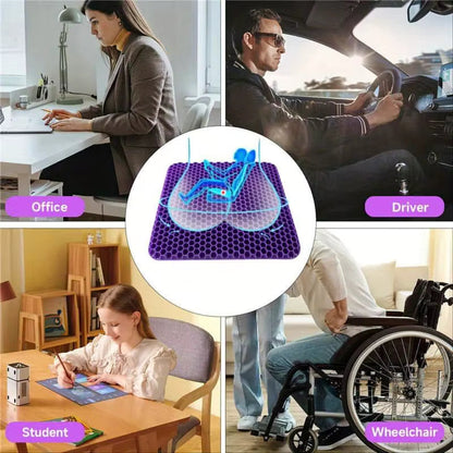 Honeycomb Gel Seat Cushion with Mesh Cover and Non-Slip Base, Foldable