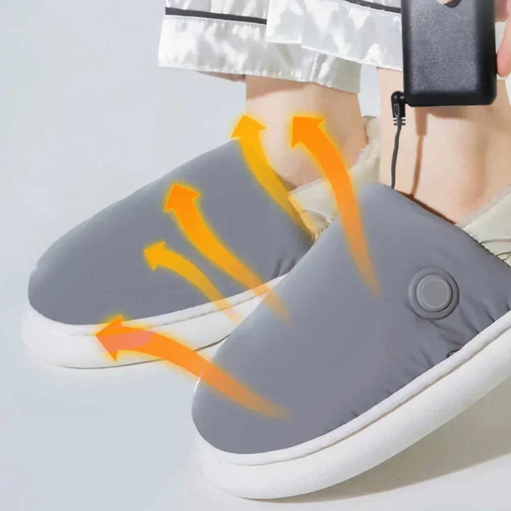 Heated Slippers For Men And Women With Thick Insulated Plush Lining