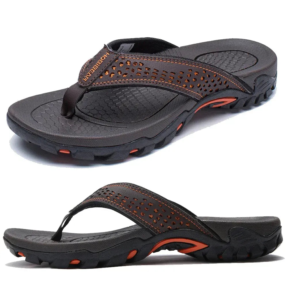 Men's Athletic Flip Flops With Arch Shape Insole And Grippy Sole