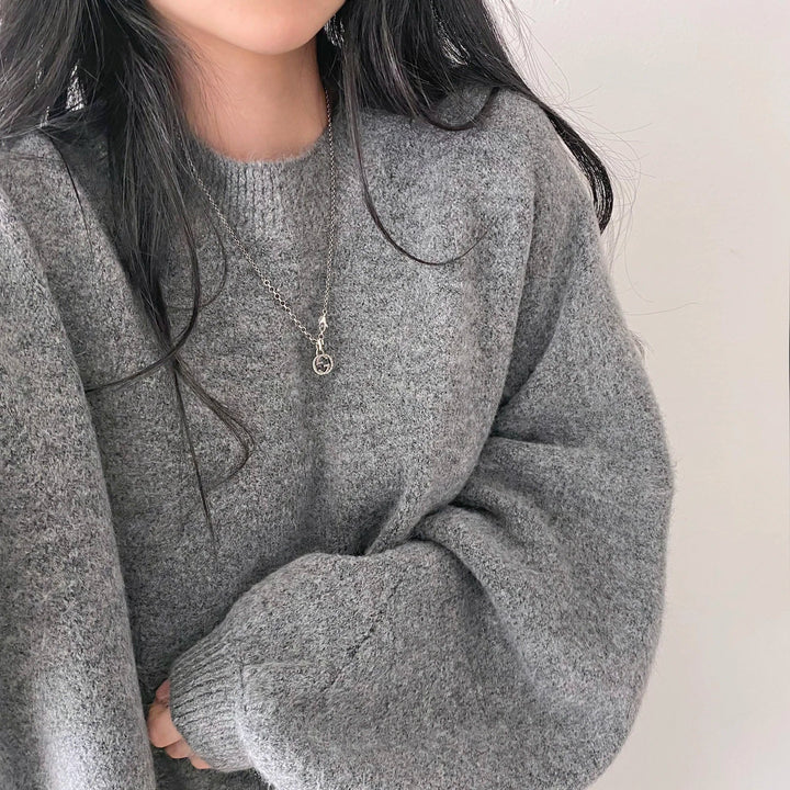 Oversized Pullover For Women Knit O-Neck Cozy Office Casual Sweater