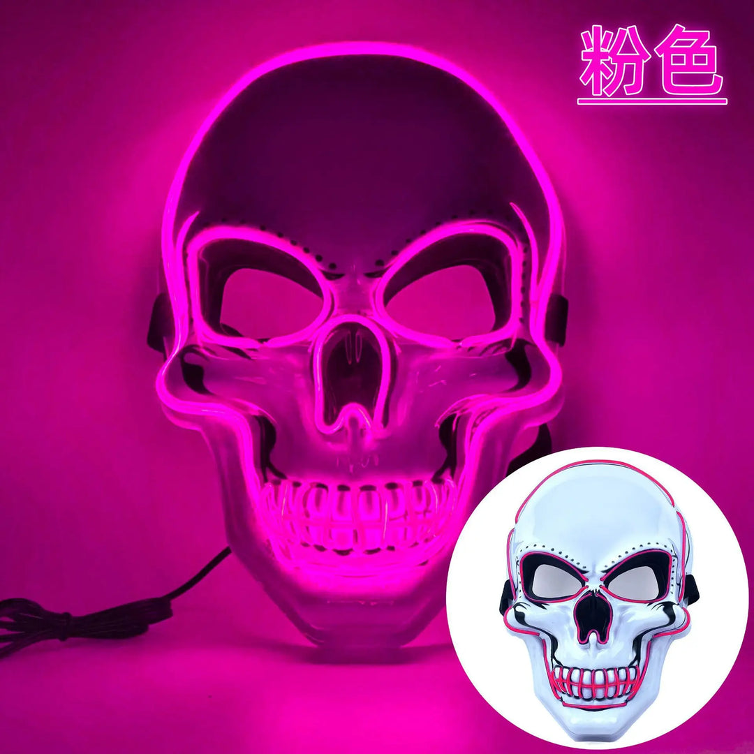 LED Skull Mask Full Face Glowing Terror Halloween Masquerade Costume Breathable