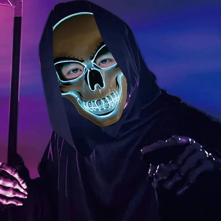 LED Skull Mask Full Face Glowing Terror Halloween Masquerade Costume Breathable