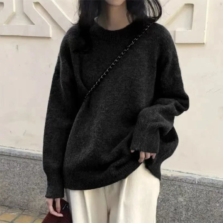 Women’s Oversized Pullover Sweater Cozy Round Neck Knit Long Sleeve