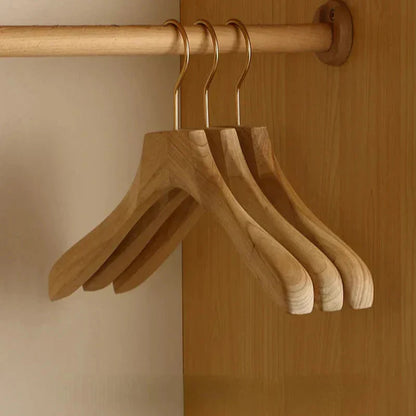 Wooden Hangers with Flocked Rod and 1.3 Inch Shoulders, Set of 2