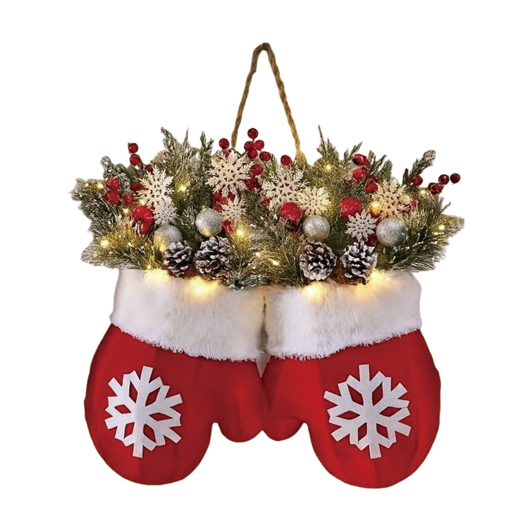 Glove-Shaped Floral Garland for Christmas Door Window Party Home Decoration