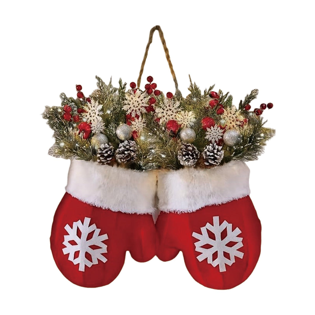 Glove-Shaped Floral Garland for Christmas Door Window Party Home Decoration