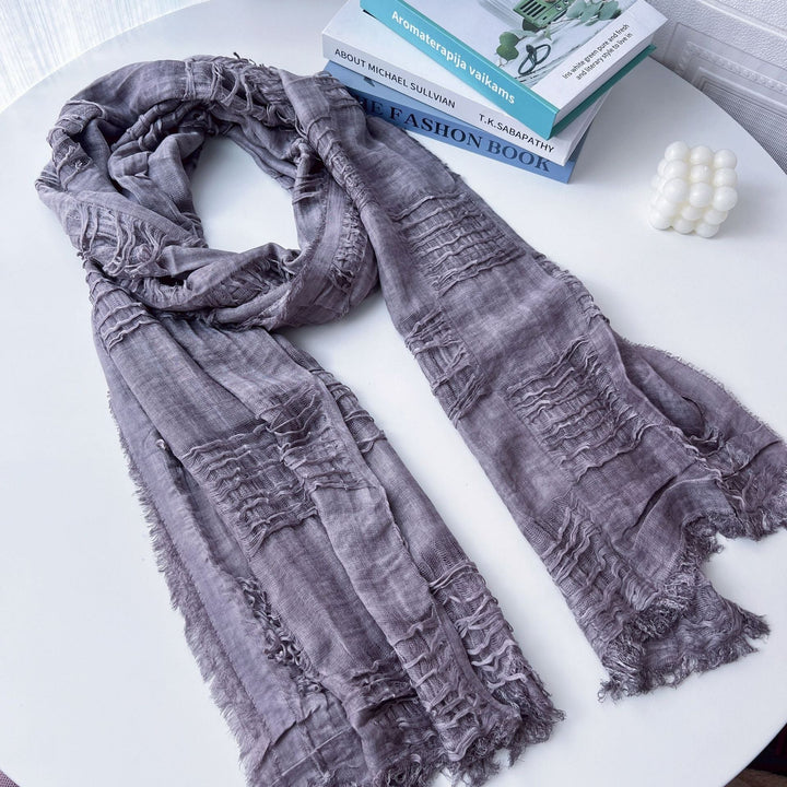 Scarf Distressed Ripped Punk Tassel Cotton Linen Shawl For Y2K Techwear Tactical