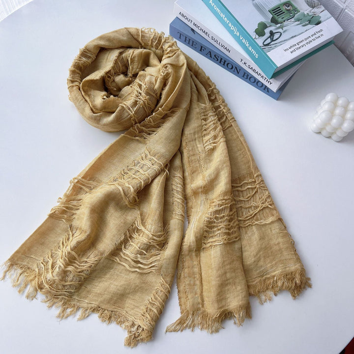 Scarf Distressed Ripped Punk Tassel Cotton Linen Shawl For Y2K Techwear Tactical