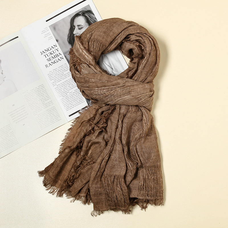 Scarf Distressed Ripped Punk Tassel Cotton Linen Shawl For Y2K Techwear Tactical