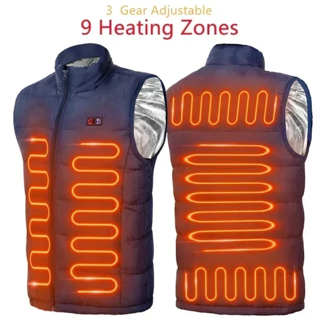 Heated Vest with 9 Carbon Zones and 3-Level Temperature Control for Winter Activities
